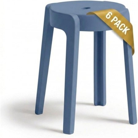 XUEGW Stackable Plastic Stools Set of 6-18 Inch Heavy Duty 500 lbs Capacity, Flexible Seating Classroom Stools for School, Outdoor Patio & BBQ Chairs, Space Saving Plastic Chairs for Dorm, Home Office