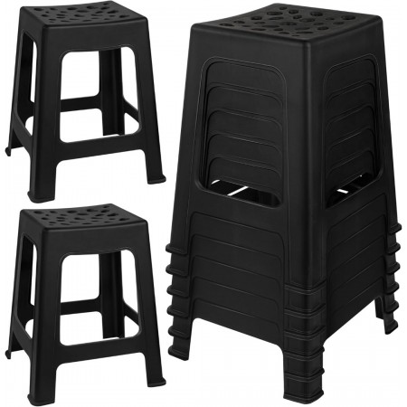 XUEGW 6 Pack Plastic Stools 16.9 Inch Black Nesting Stools Portable Backless Bar Stool Flexible Seating Chairs for Classroom Office Home