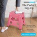 XUEGW Folding Lightweight Step Stool - Sturdy Enough to Support Adults - Opens Easy with One Flip - Great for Kitchen, Bathroom or Bedroom (Pink - 13 Inch) XUEGW Folding Lightweight Step Stool - Sturdy Enough to Support Adults - Opens Easy with One Flip - Great for Kitchen, Bathroom or Bedroom (Pink - 13 Inch)