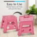 XUEGW Folding Lightweight Step Stool - Sturdy Enough to Support Adults - Opens Easy with One Flip - Great for Kitchen, Bathroom or Bedroom (Pink - 13 Inch) XUEGW Folding Lightweight Step Stool - Sturdy Enough to Support Adults - Opens Easy with One Flip - Great for Kitchen, Bathroom or Bedroom (Pink - 13 Inch)